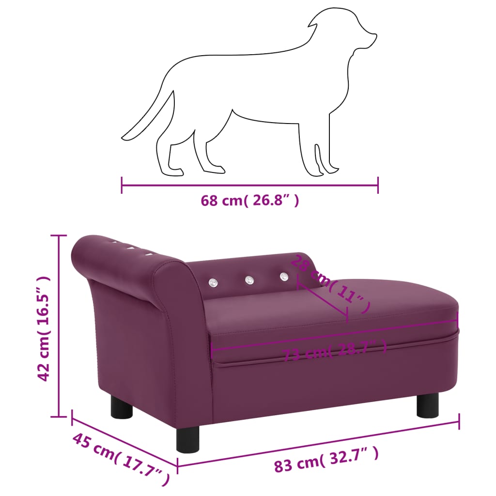 Hundesofa Burgunderrot 83x45x42 cm Kunstleder