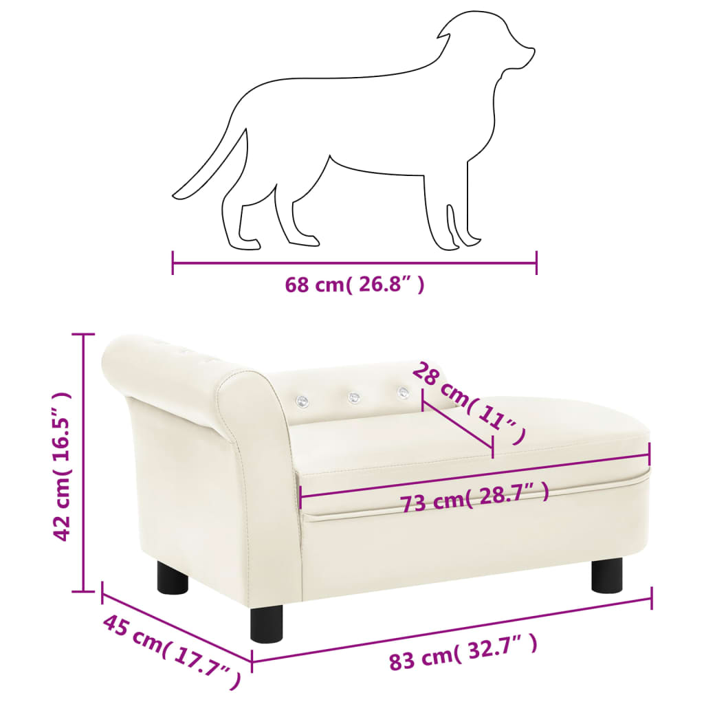 Hundesofa Creme 83x45x42 cm Kunstleder
