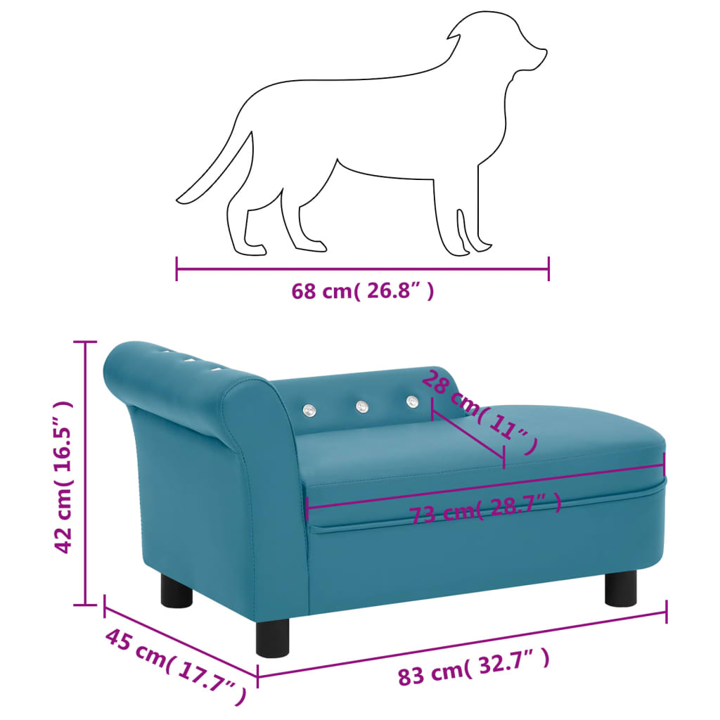Hundesofa Türkis 83x45x42 cm Kunstleder