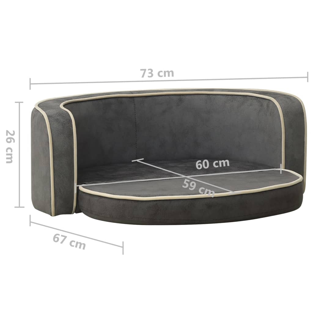 Hundesofa Klappbar Grau 73x67x26 cm Plüsch Waschbares Kissen