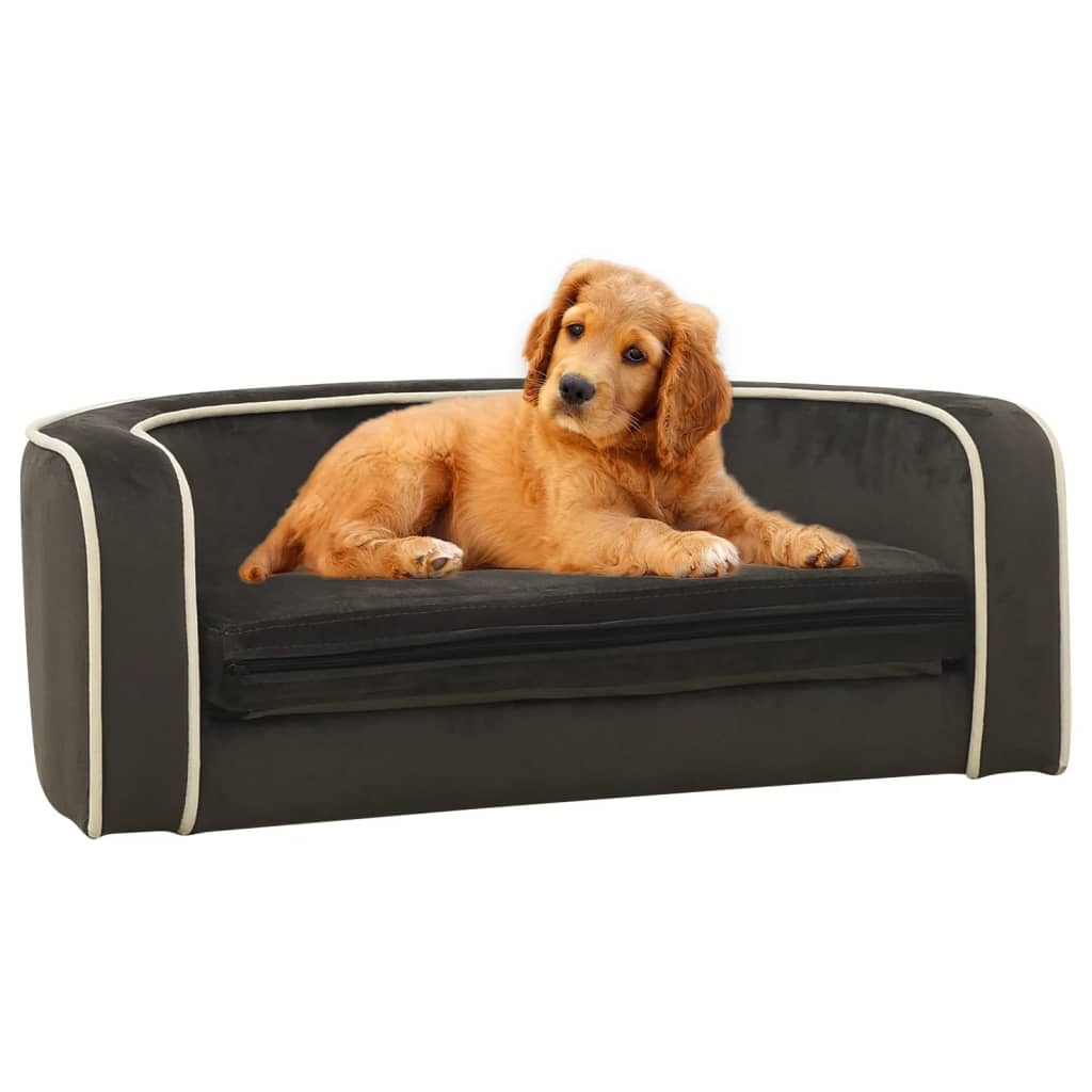 Hundesofa Klappbar Dunkelgrau 73x67x26 cm Plüsch Kissen