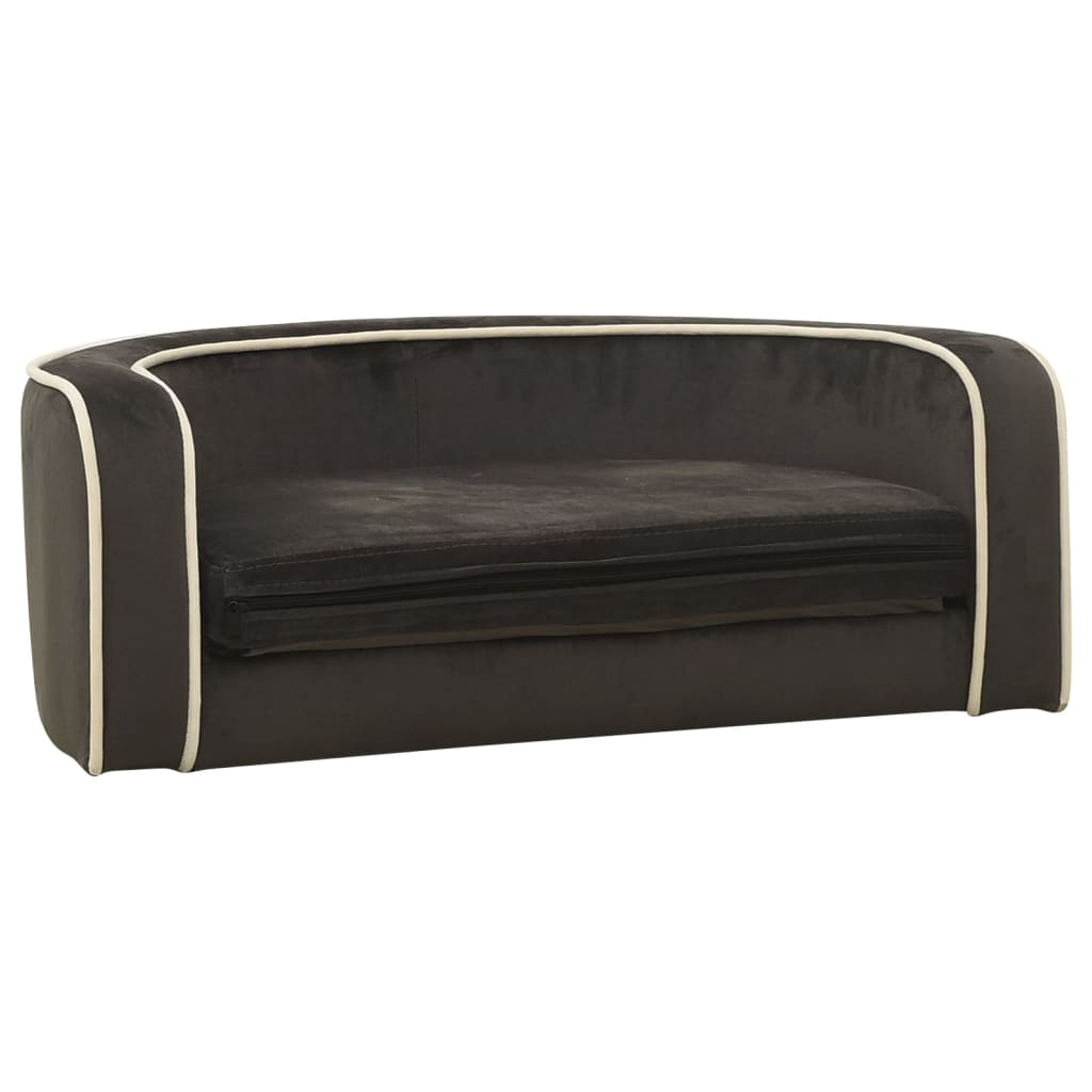 Hundesofa Klappbar Dunkelgrau 73x67x26 cm Plüsch Kissen