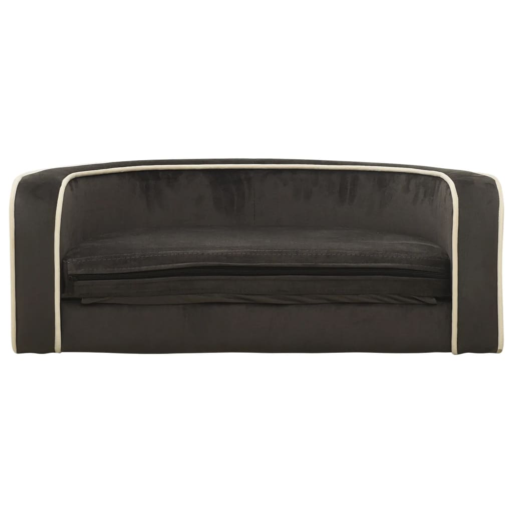 Hundesofa Klappbar Dunkelgrau 73x67x26 cm Plüsch Kissen