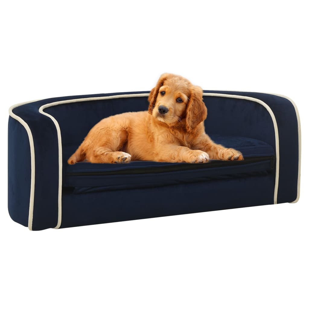 Hundesofa Klappbar Blau 73x67x26 cm Plüsch Waschbares Kissen