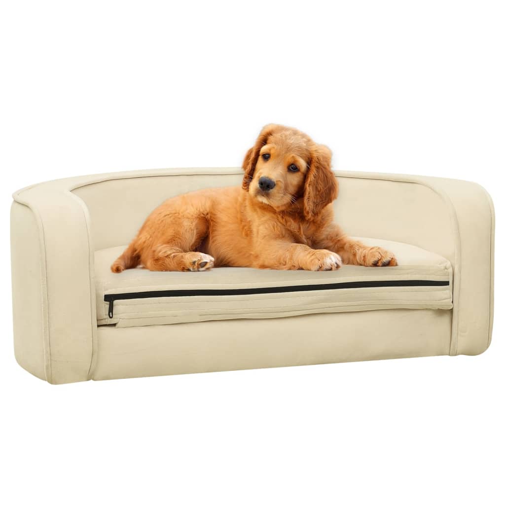 Hundesofa Klappbar Creme 73x67x26 cm Plüsch Waschbares Kissen