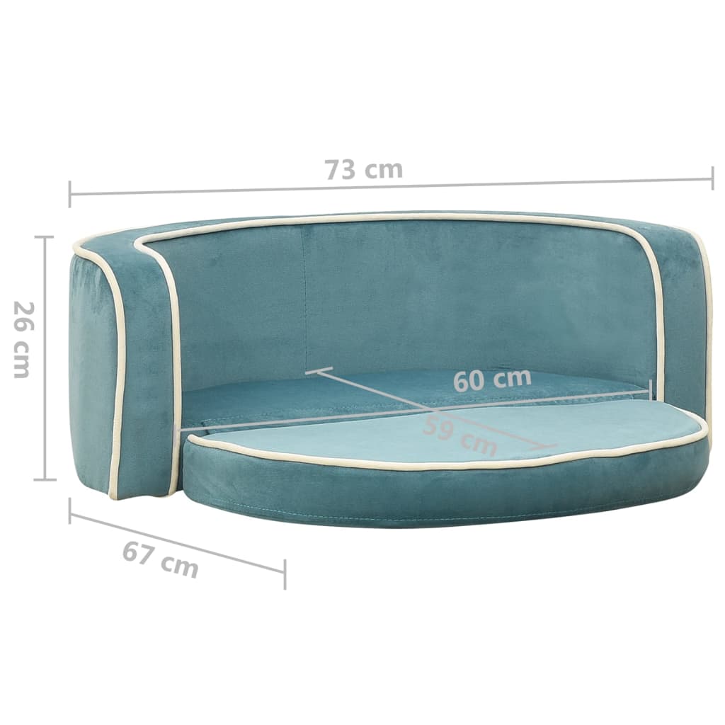 Hundesofa Klappbar Türkis 73x67x26 cm Plüsch Waschbares Kissen