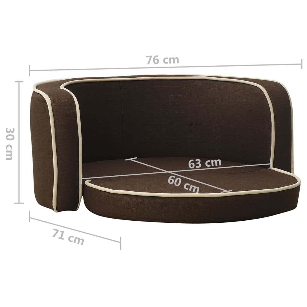 Hundesofa Klappbar Braun 76x71x30 cm Leinen Waschbares Kissen