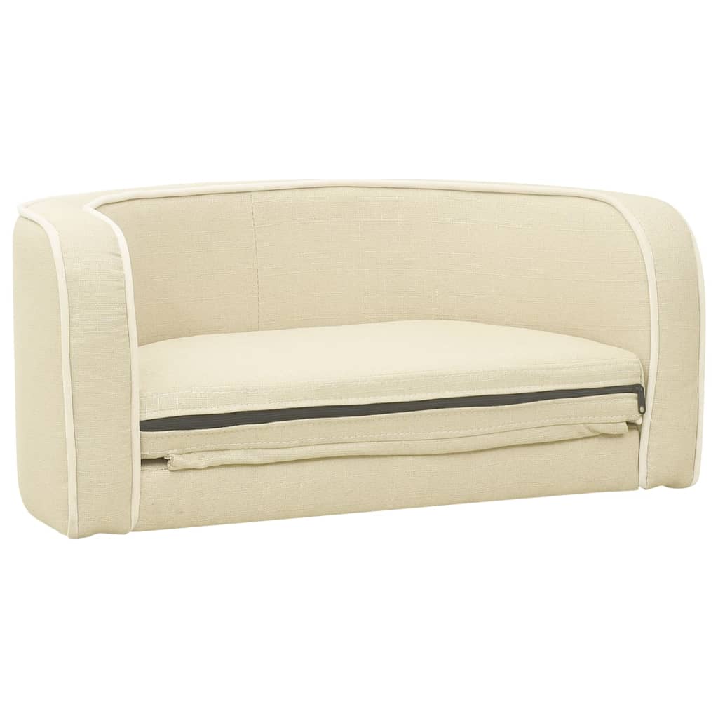 Hundesofa Klappbar Creme 76x71x30 cm Leinen Waschbares Kissen