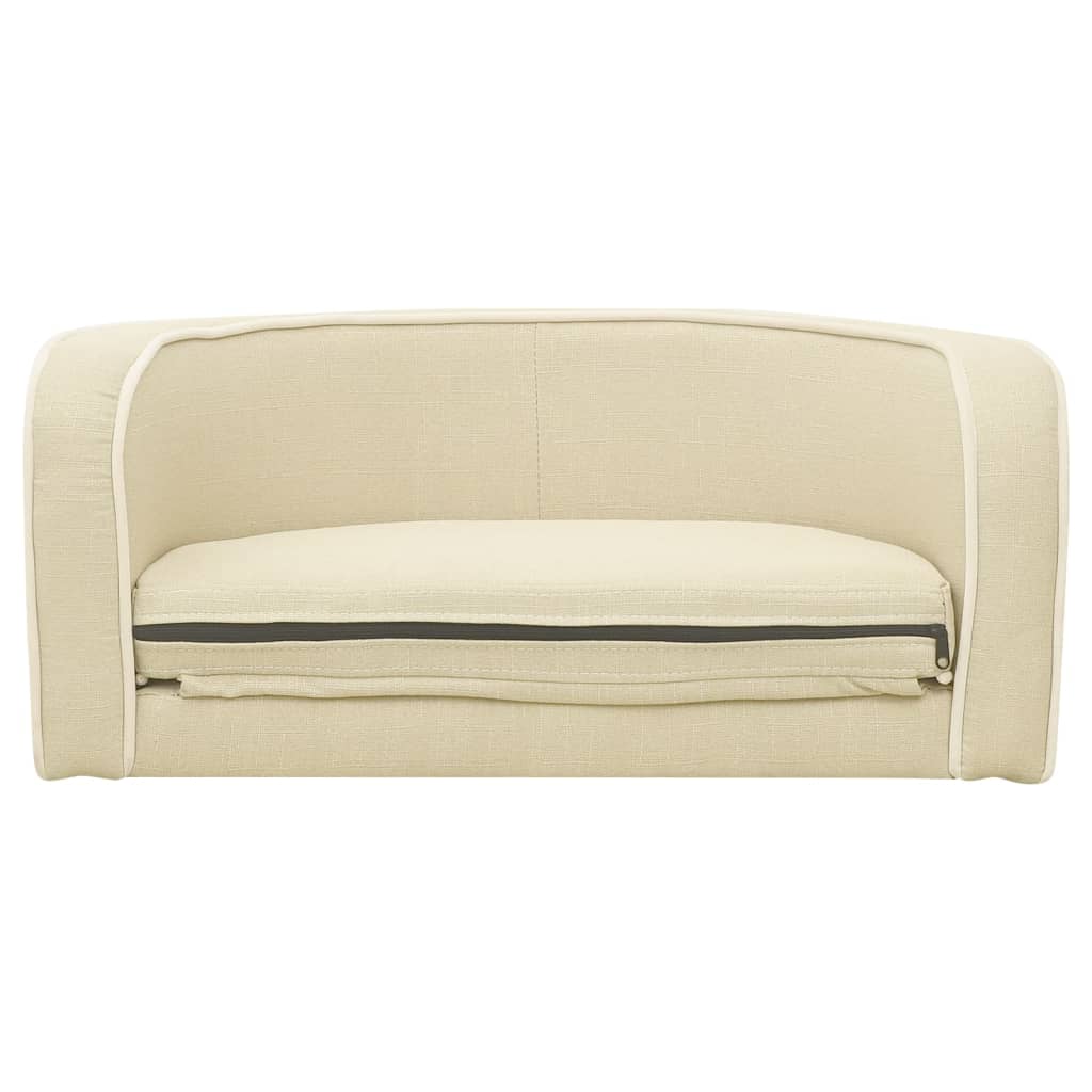 Hundesofa Klappbar Creme 76x71x30 cm Leinen Waschbares Kissen