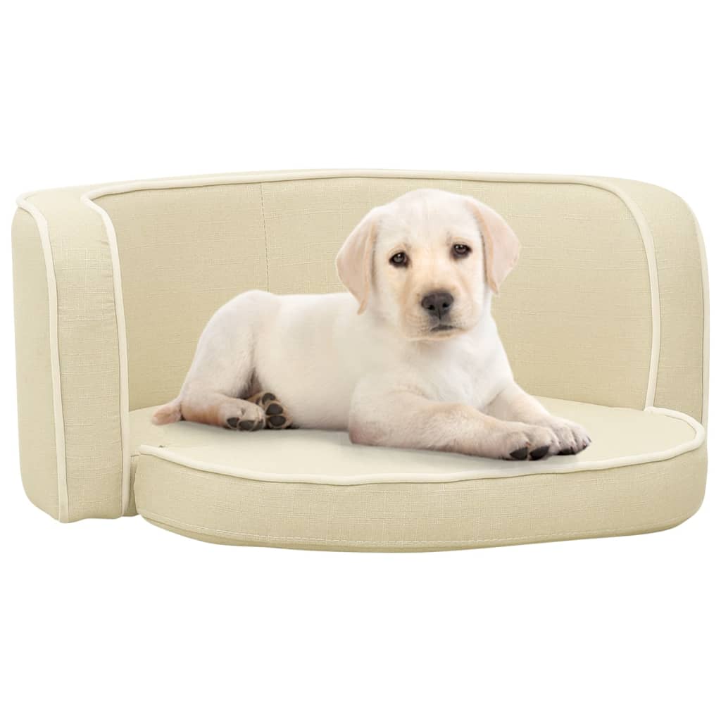 Hundesofa Klappbar Creme 76x71x30 cm Leinen Waschbares Kissen