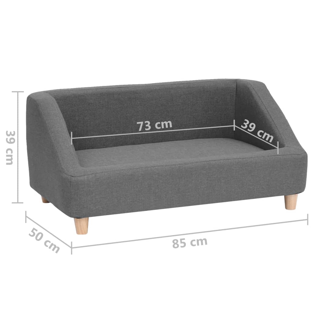 Hundesofa Grau 85x50x39 cm Leinen