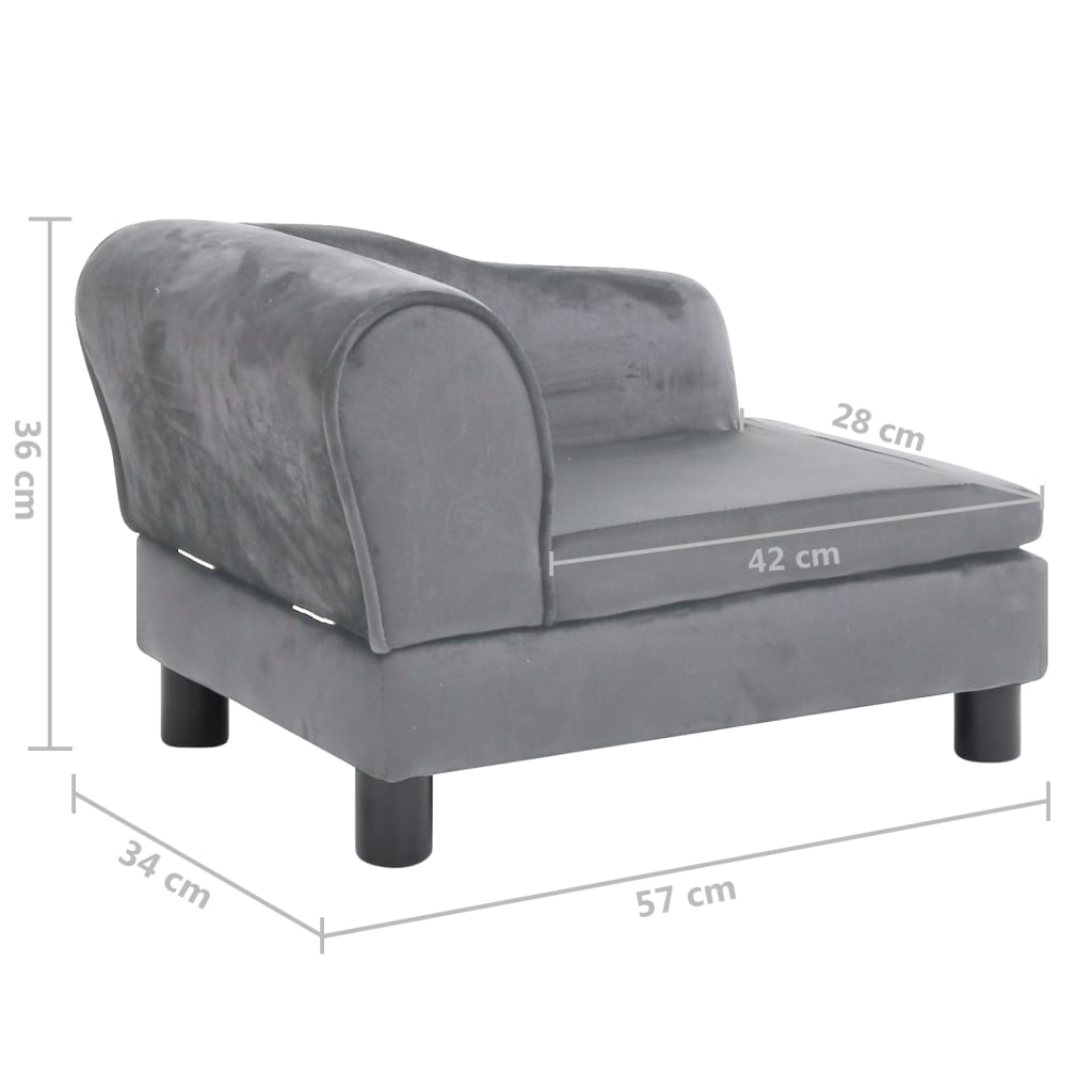 Hundesofa Grau 57x34x36 cm Plüsch