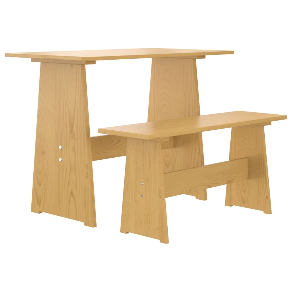 Table à manger avec banc REINE en pin massif brun miel