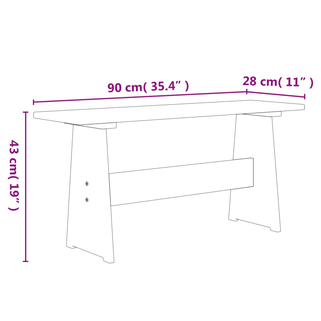 Table à manger avec banc PURE en pin massif blanc