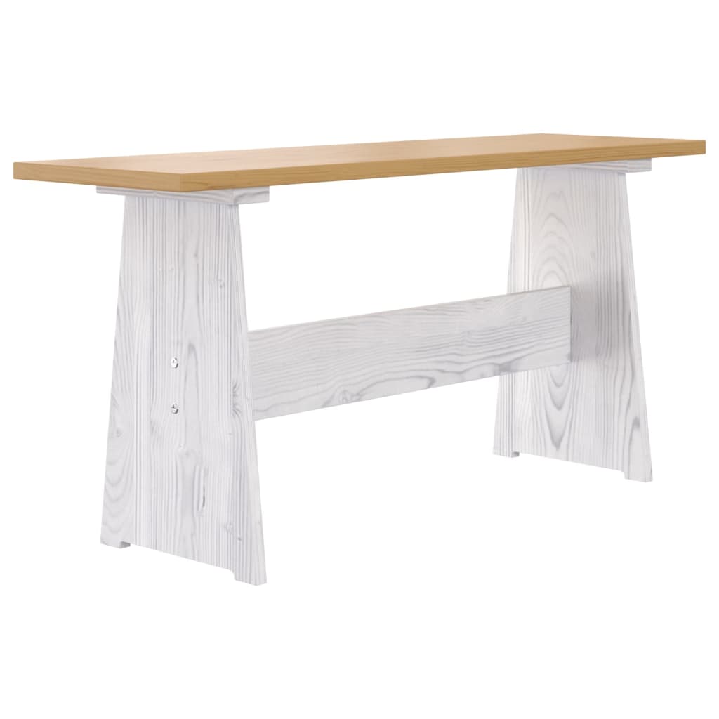 Table à manger avec banc REINE en pin massif marron miel et blanc