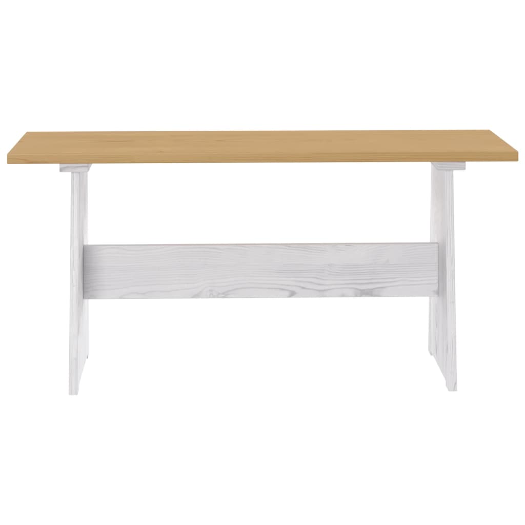 Table à manger avec banc REINE en pin massif marron miel et blanc