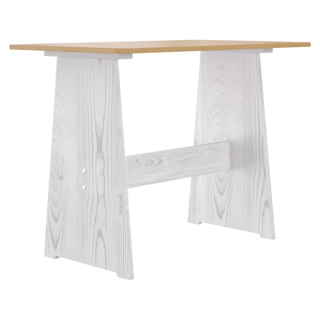 Table à manger avec banc REINE en pin massif marron miel et blanc
