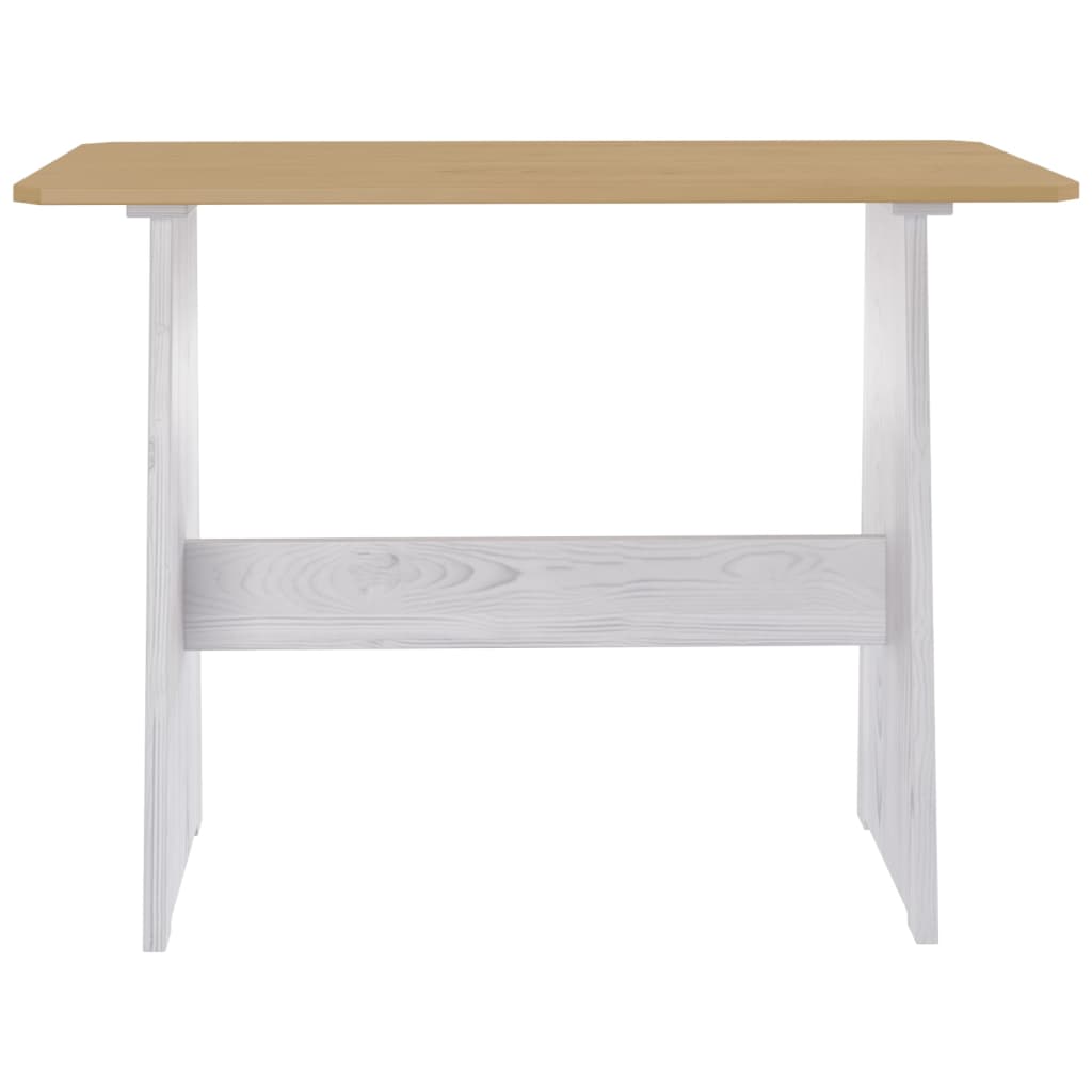 Table à manger avec banc REINE en pin massif marron miel et blanc