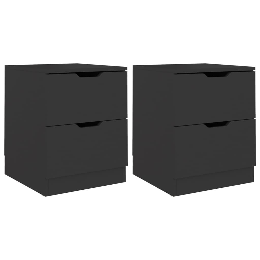 Tables de chevet, lot de 2, aggloméré noir, 40 x 40 x 50 cm
