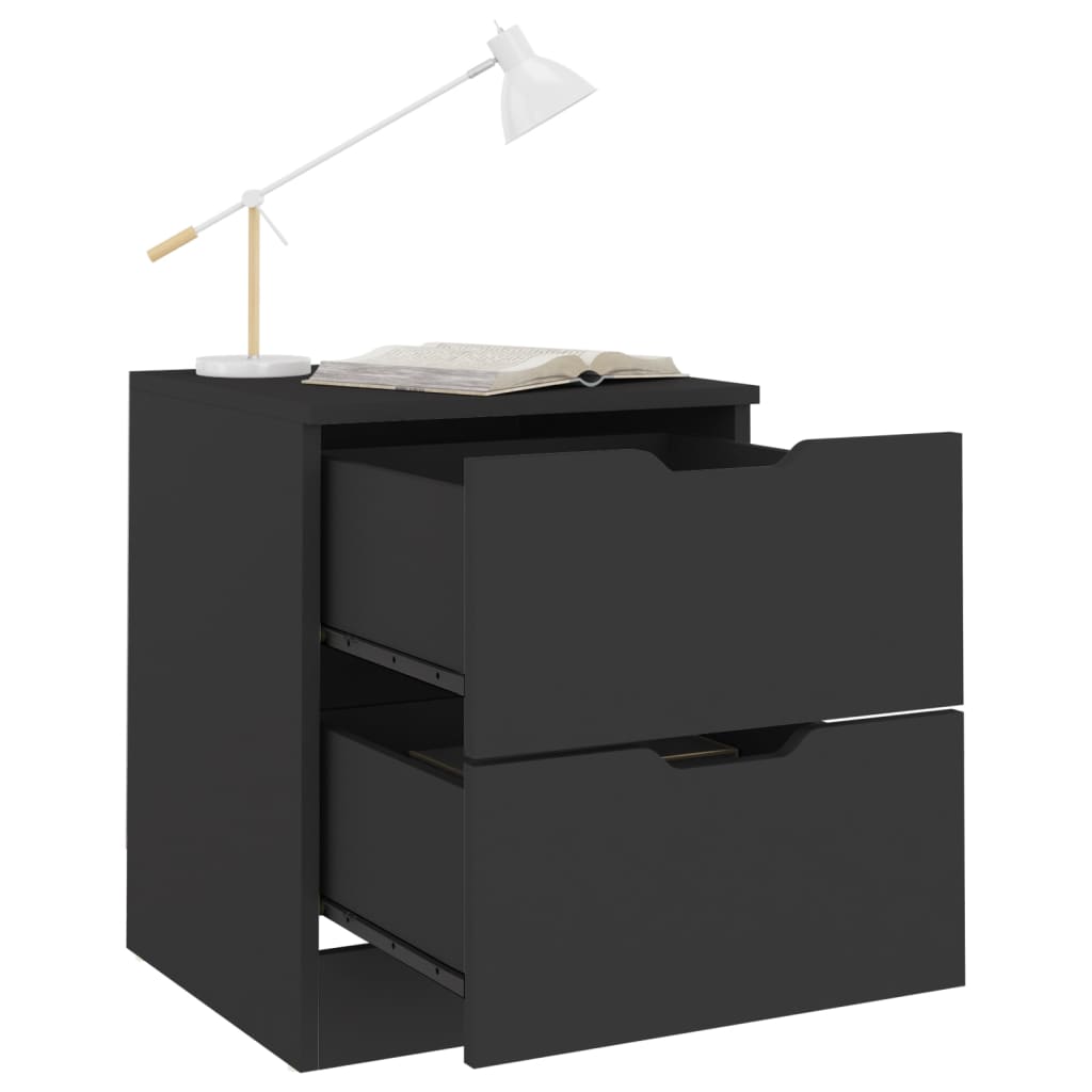 Tables de chevet, lot de 2, aggloméré noir, 40 x 40 x 50 cm