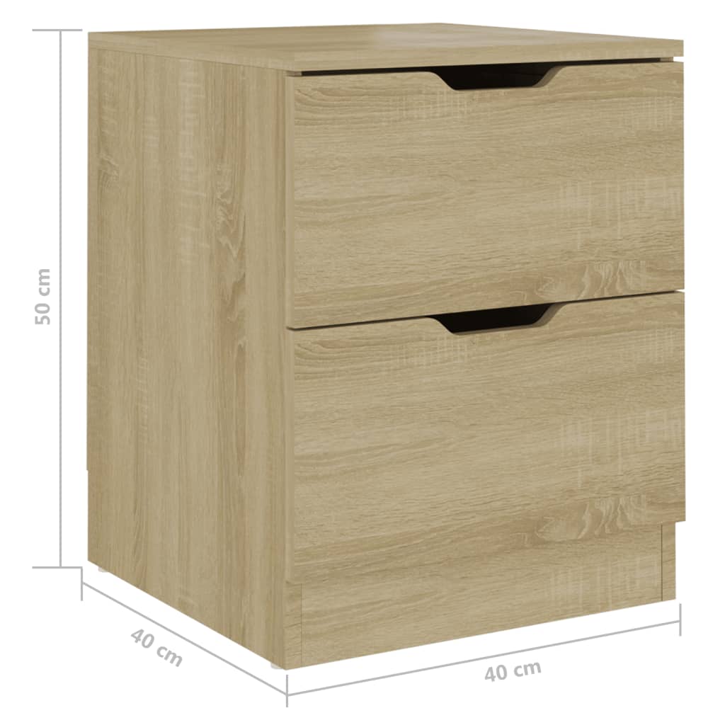 Tables de chevet, lot de 2, chêne Sonoma, 40 x 40 x 50 cm, aggloméré