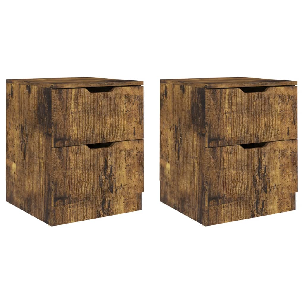 Tables de chevet, lot de 2, chêne fumé, aggloméré, 40 x 40 x 50 cm