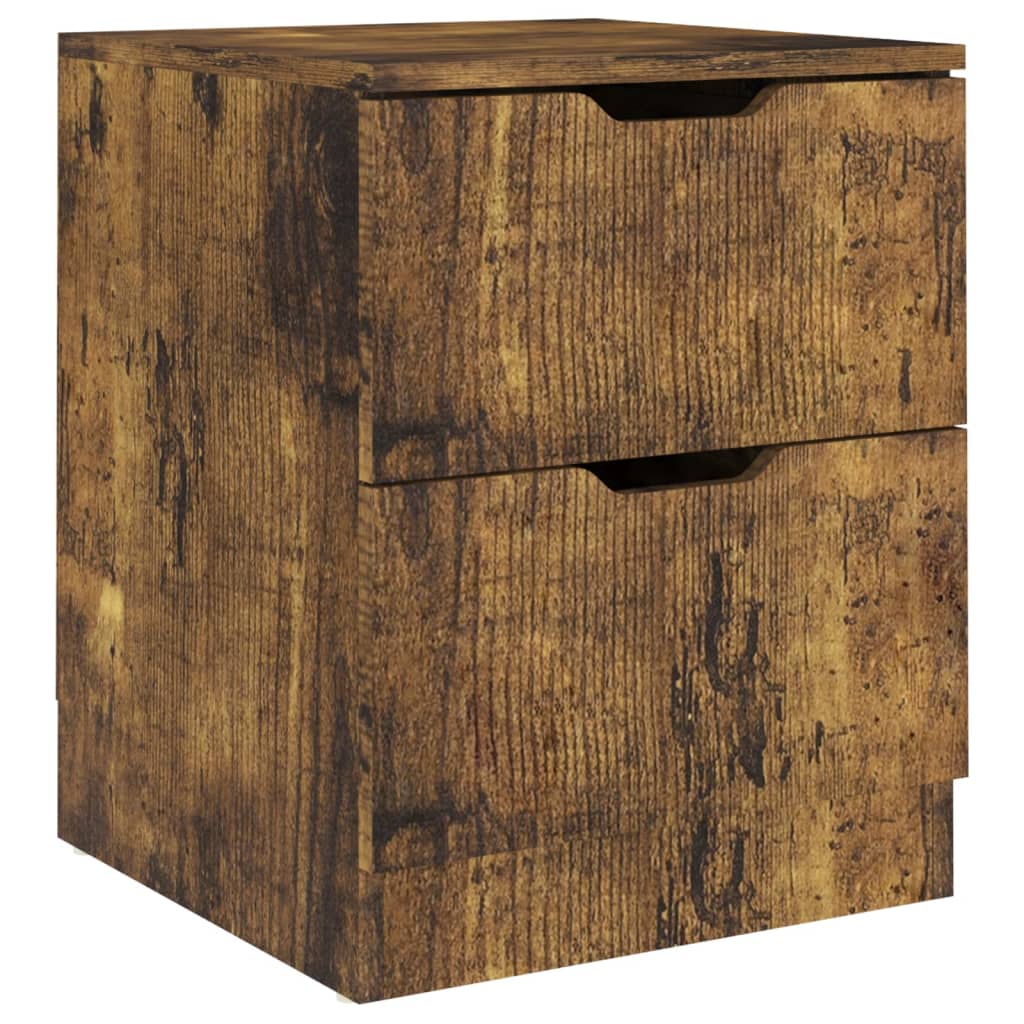 Tables de chevet, lot de 2, chêne fumé, aggloméré, 40 x 40 x 50 cm