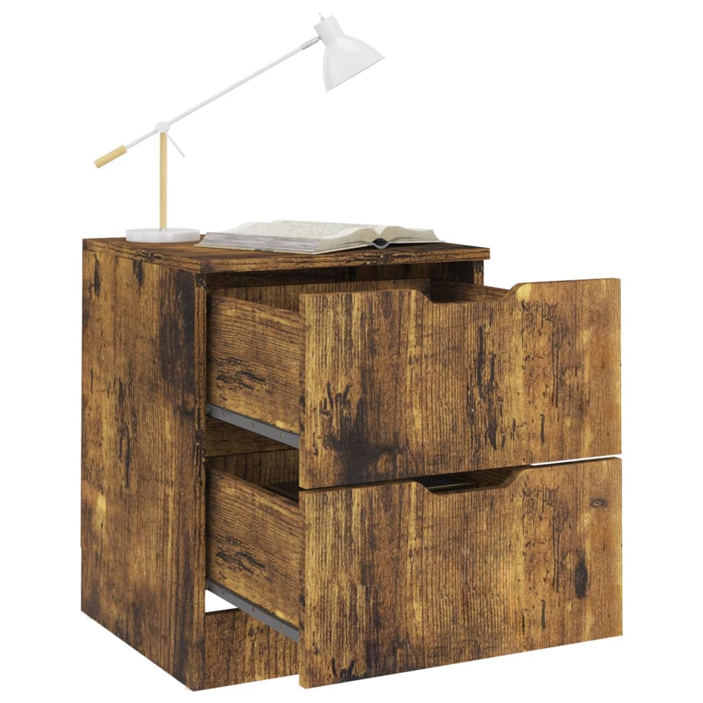 Tables de chevet, lot de 2, chêne fumé, aggloméré, 40 x 40 x 50 cm