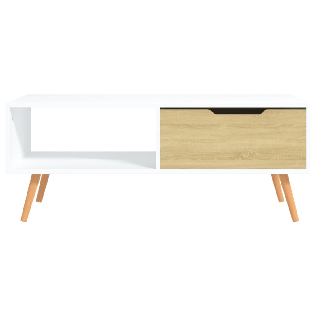 Couchtisch Weiß und Sonoma-Eiche 100x49,5x43 cm Holzwerkstoff