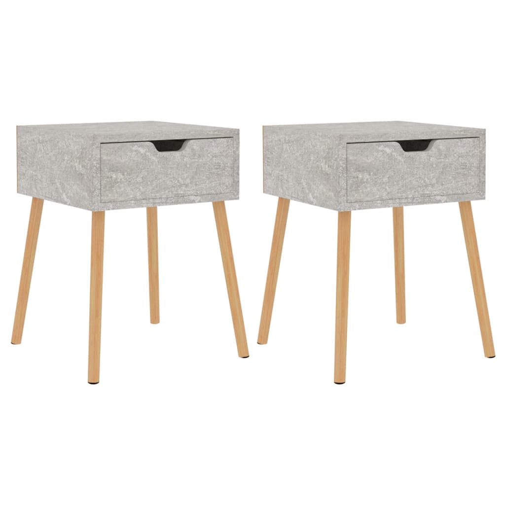 Bedside tables 2 pcs. Concrete grey 40x40x56 cm wood material