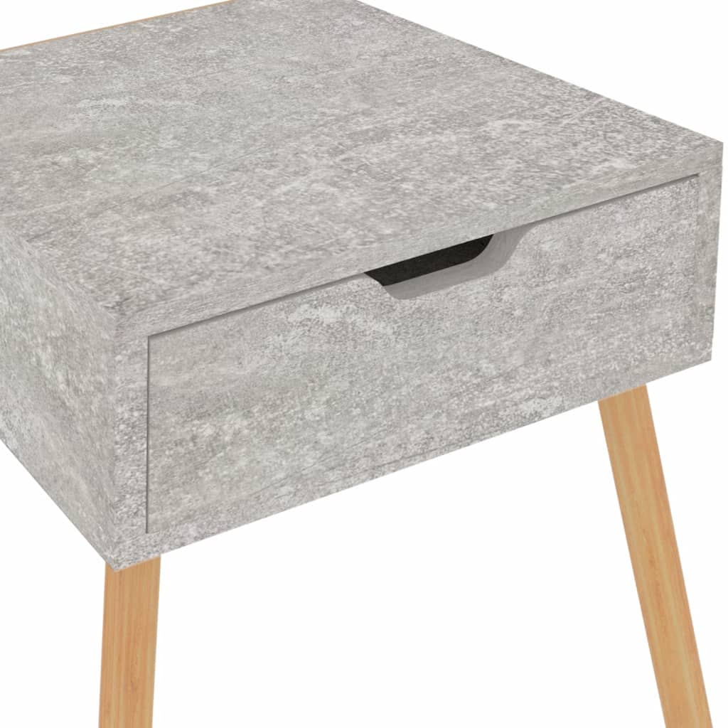 Bedside tables 2 pcs. Concrete grey 40x40x56 cm wood material