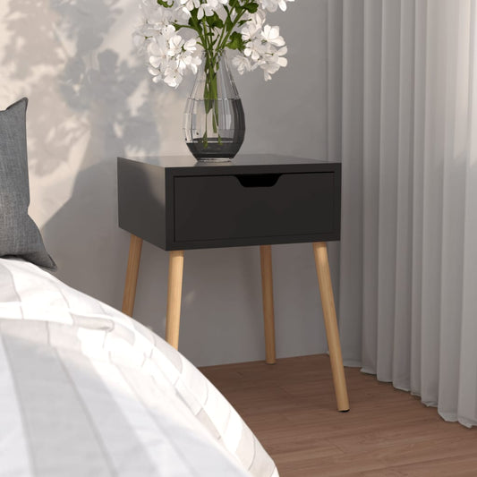 Bedside table high-gloss black 40x40x56 cm wood-based material