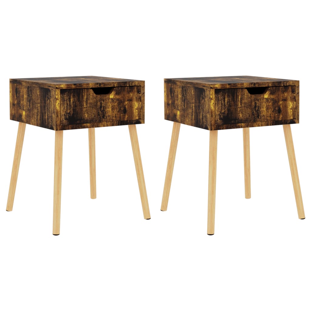 Tables de chevet, lot de 2, chêne fumé, 40 x 40 x 56 cm.