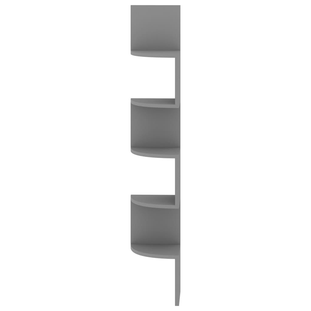 Wall corner shelf grey 19x19x123 cm wood-based material