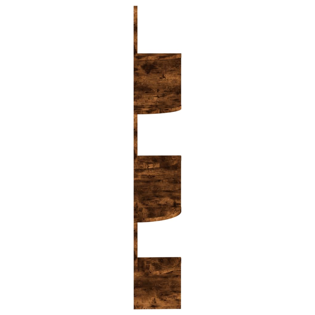 Wall corner shelf smoked oak 19x19x123 cm wood material