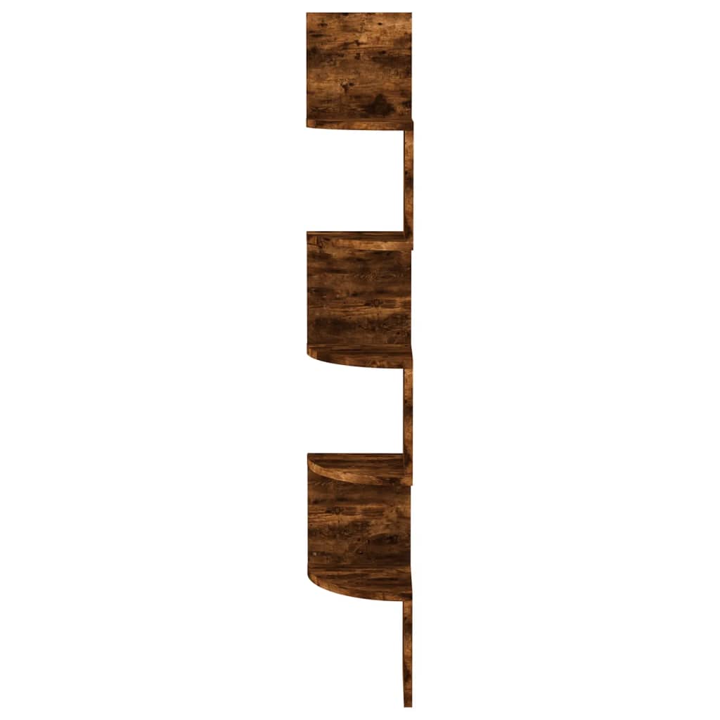 Wall corner shelf smoked oak 19x19x123 cm wood material