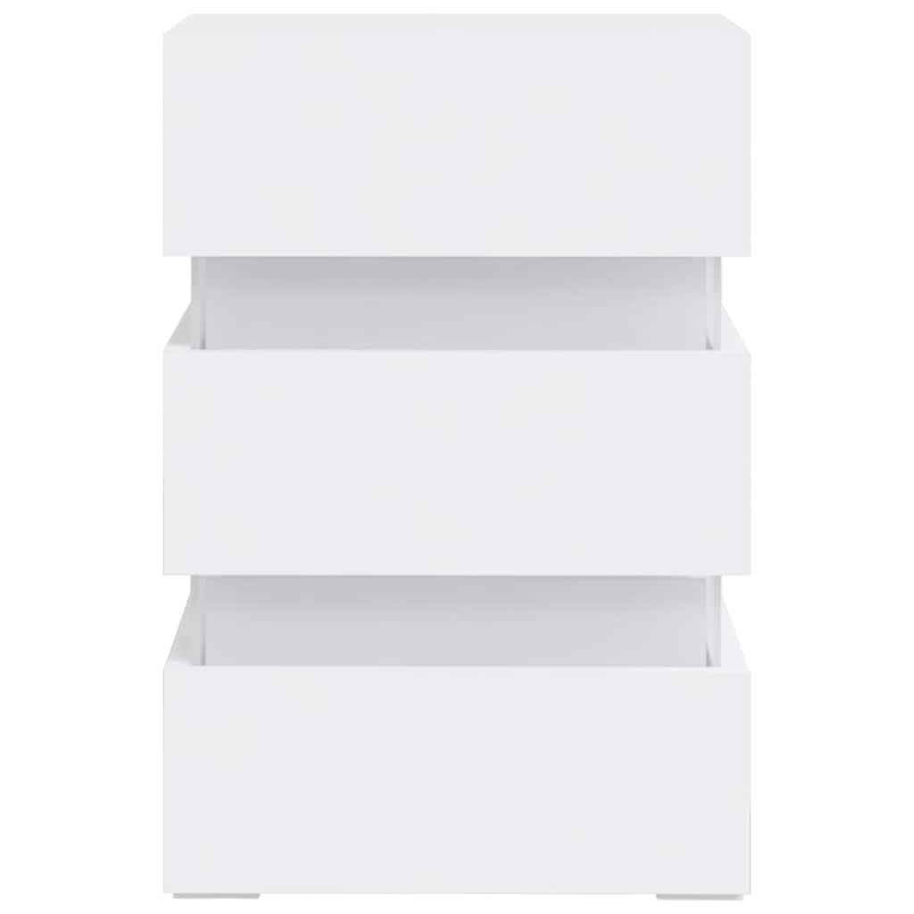 Table de chevet LED blanche 45x35x67 cm en bois