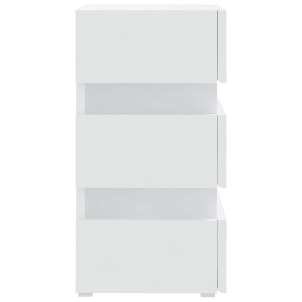 Table de chevet LED blanche 45x35x67 cm en bois