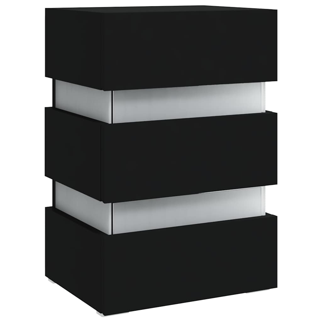 Table de chevet LED noire 45x35x67 cm matériau à base de bois