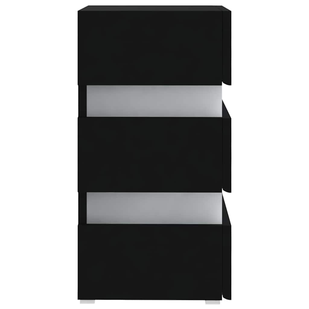 Table de chevet LED noire 45x35x67 cm matériau à base de bois