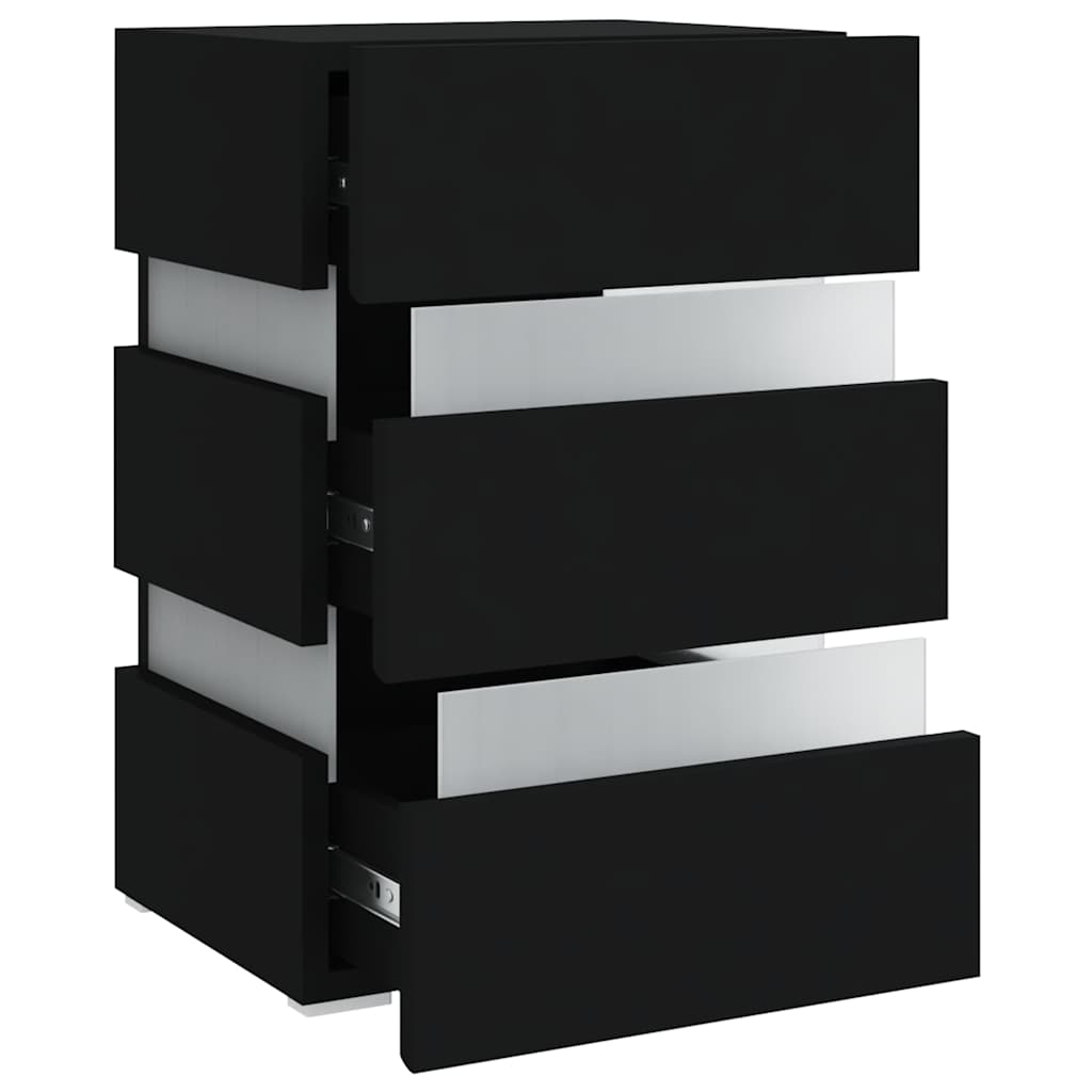 Table de chevet LED noire 45x35x67 cm matériau à base de bois