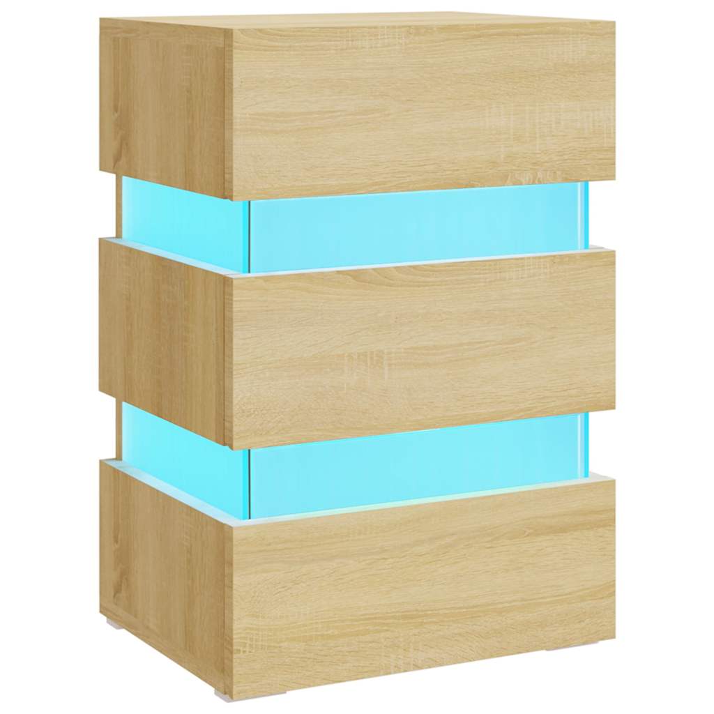 Table de chevet LED en chêne Sonoma 45x35x67 cm, matériau à base de bois
