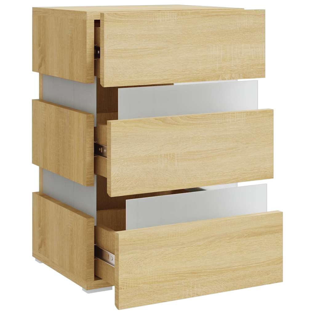 Table de chevet LED en chêne Sonoma 45x35x67 cm, matériau à base de bois