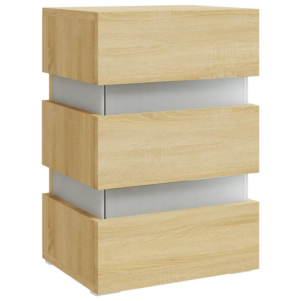 Table de chevet LED en chêne Sonoma 45x35x67 cm, matériau à base de bois