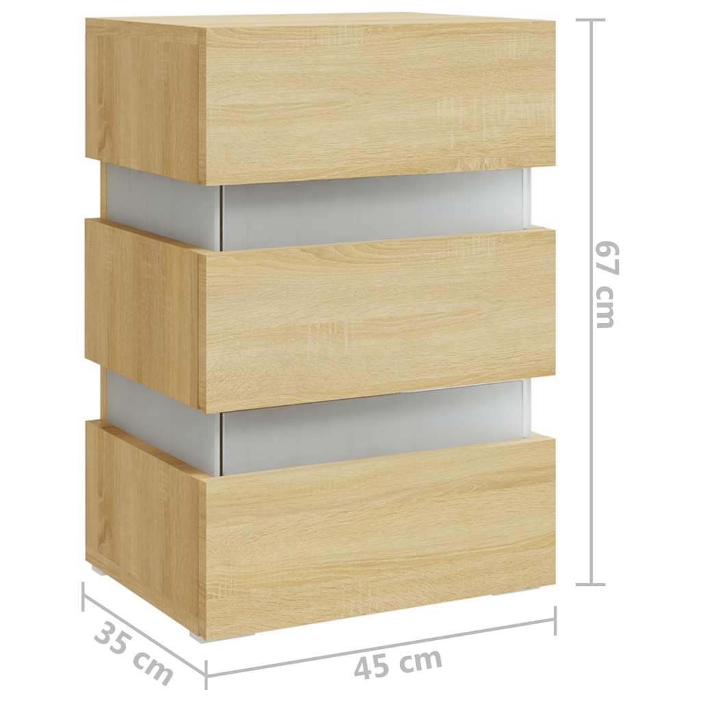 Table de chevet LED en chêne Sonoma 45x35x67 cm, matériau à base de bois