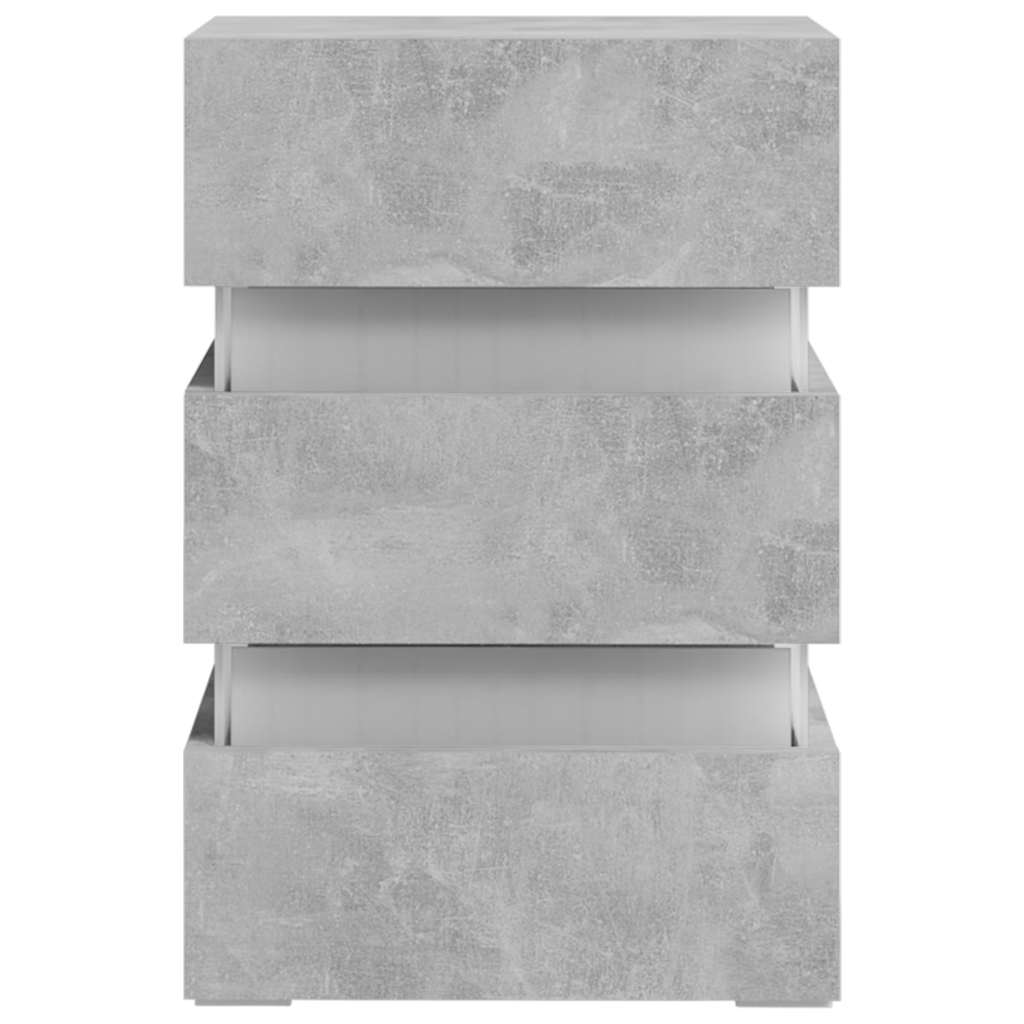 Table de chevet LED gris béton 45x35x67 cm matériau à base de bois