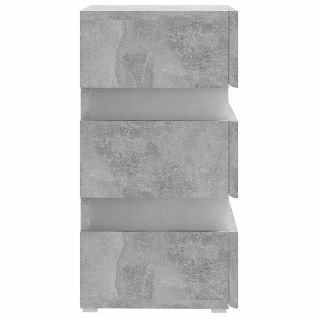 Table de chevet LED gris béton 45x35x67 cm matériau à base de bois