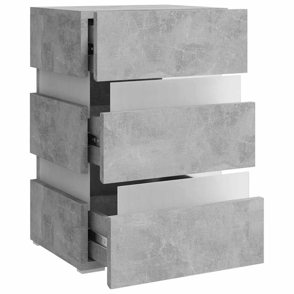 Table de chevet LED gris béton 45x35x67 cm matériau à base de bois