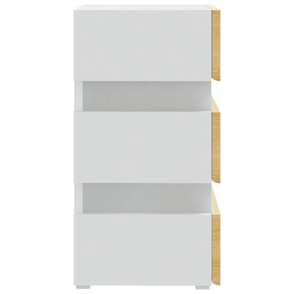 Table de chevet LED blanche et chêne Sonoma 45x35x67 cm matériau bois