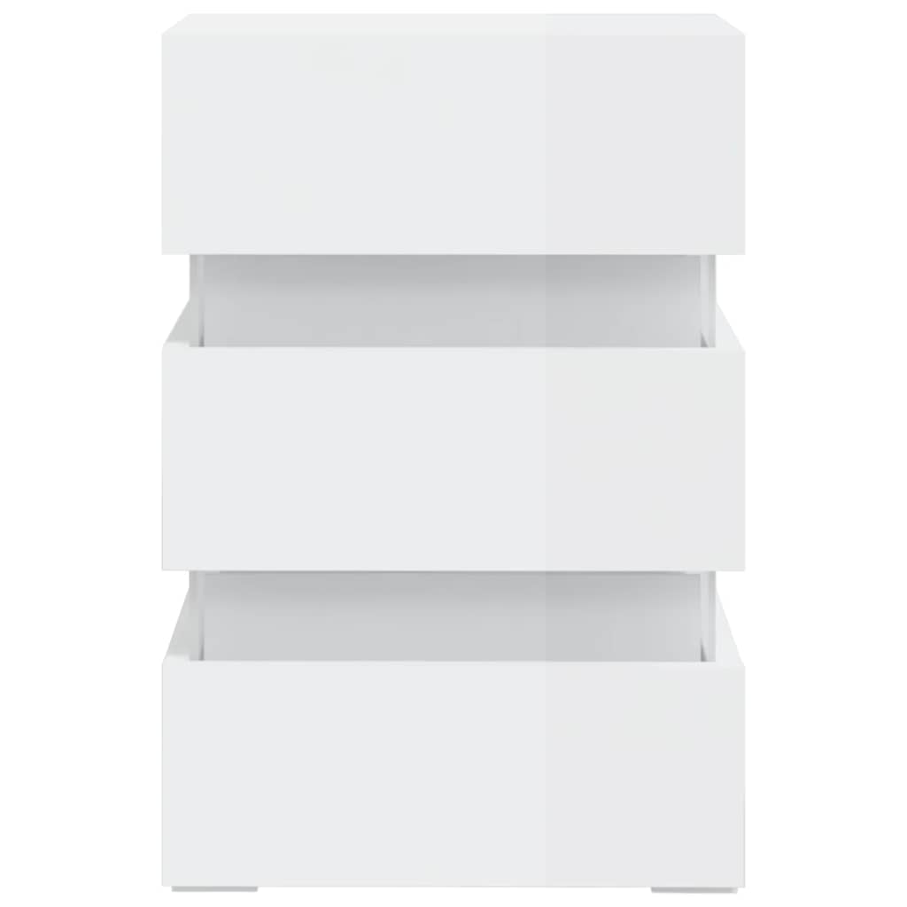 Table de chevet LED blanc brillant 45x35x67 cm matériau à base de bois